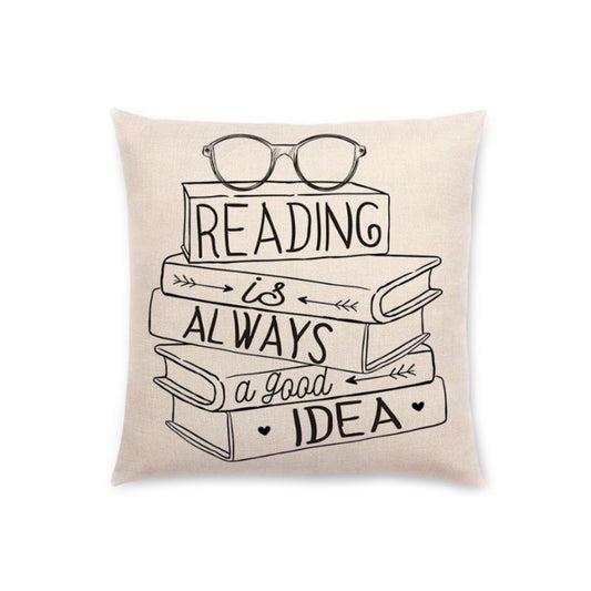 Almofada Frase "Reading is Always a Good Idea"