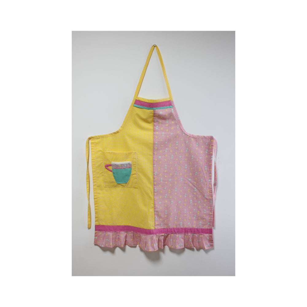 Yellow/Pink Apron with Cup in Pocket