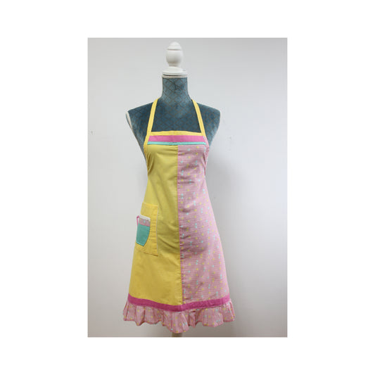 Yellow/Pink Apron with Cup in Pocket