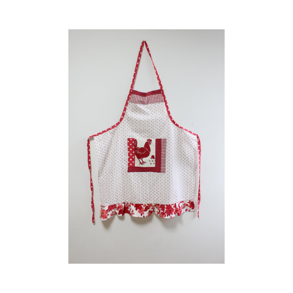 White Apron w/ Red Stars w/ Rooster in Pocket