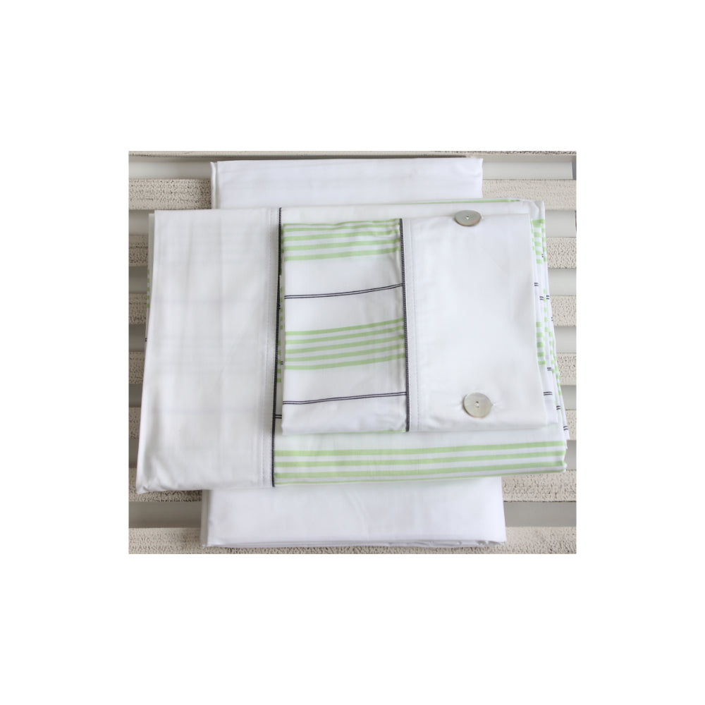 White/Green Single Bed Set