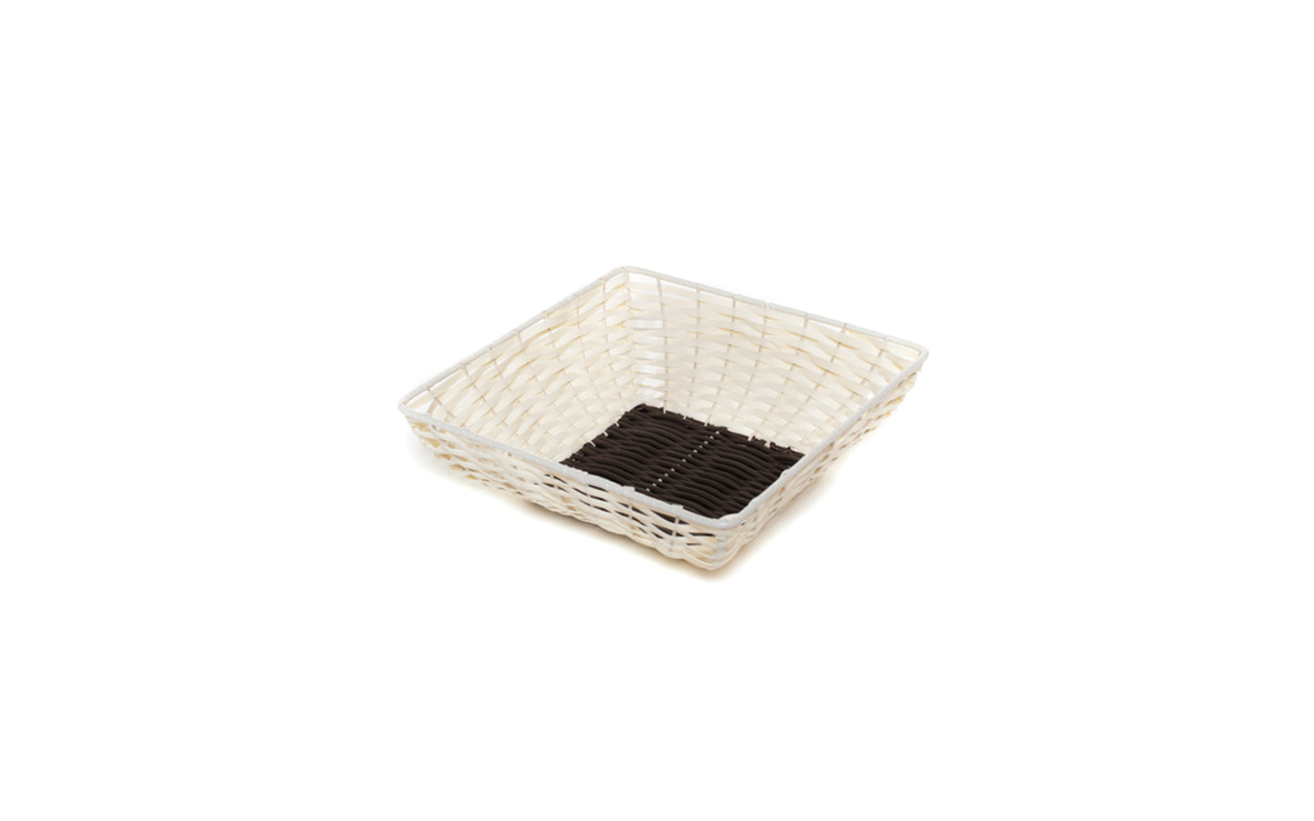 White Straw Basket with Brown background