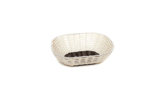 White Straw Basket with Brown background