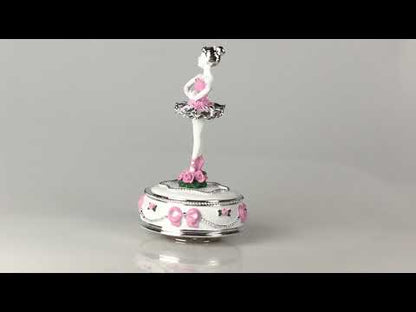 Caixa de Música Bailarina Prata e Rosa Musicboxworld