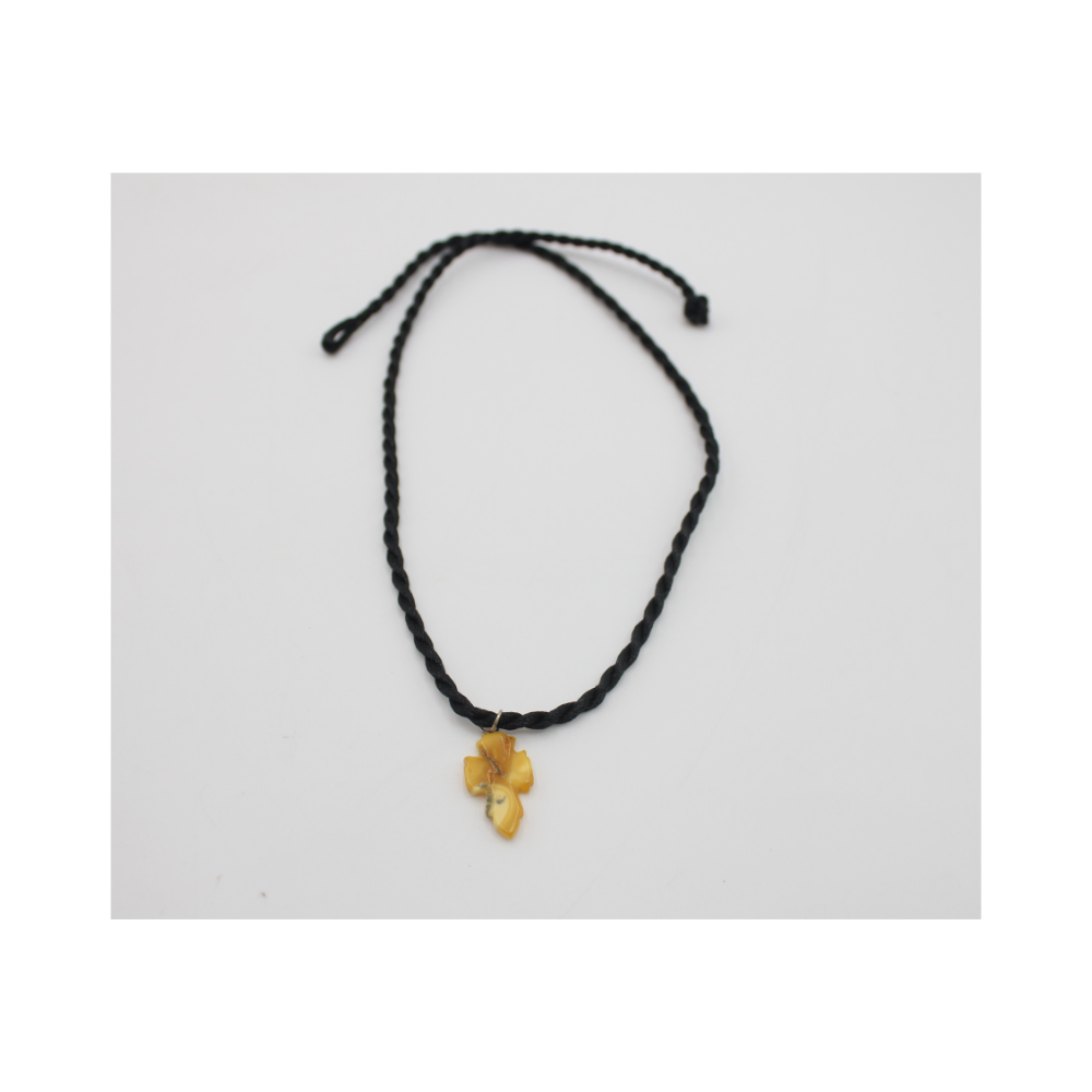 Amber Cross Necklace Luck Amulet Health Protection