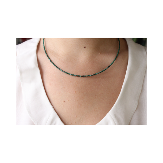 Malachite faceted ball necklace