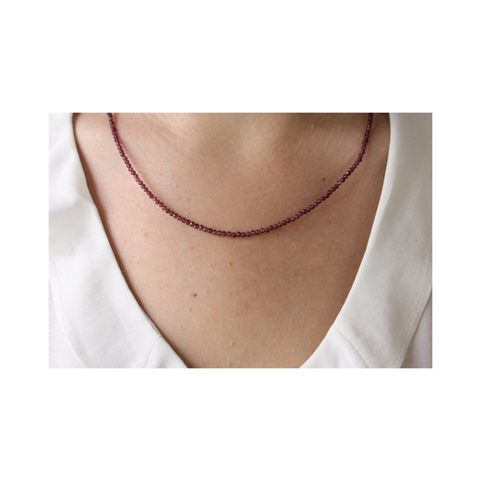 Garnet faceted ball necklace