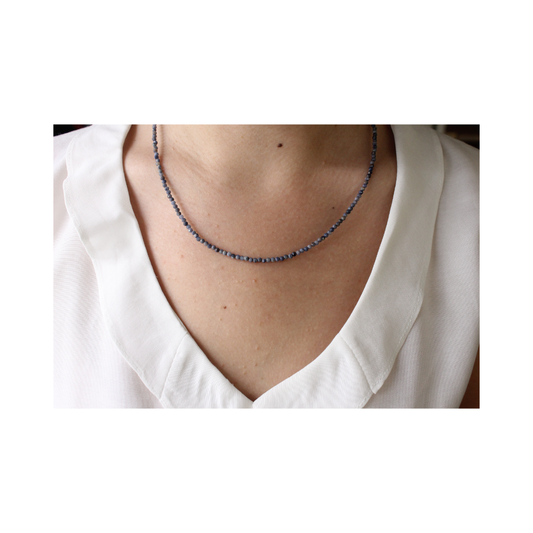 Sapphire faceted ball necklace